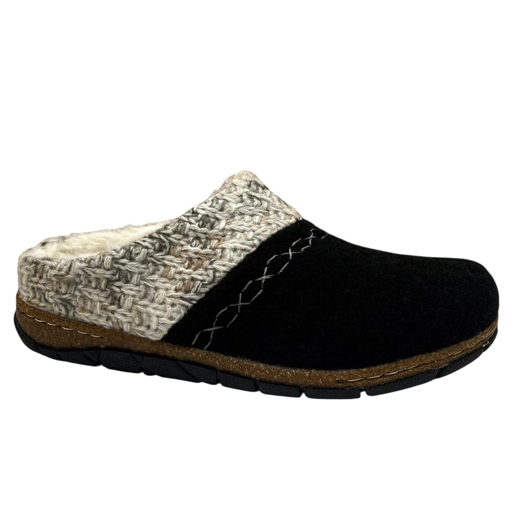 Earth Origins Womens Faux Fur Lined Slippers‎ Size 8.5 Wide Black Warm & Cozy